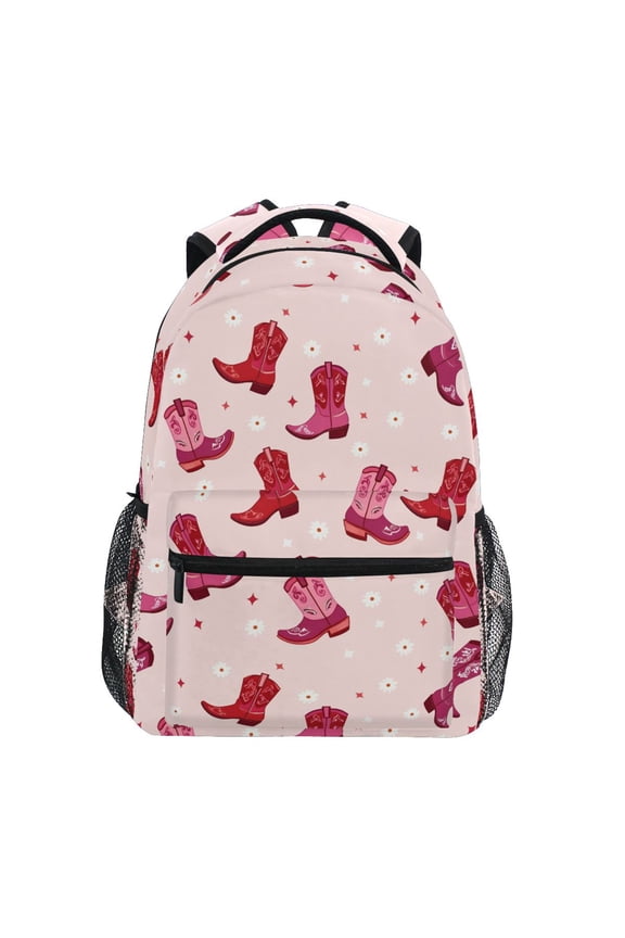 Boots Daisy Flower Pattern School Backpack Elementary Bookbag Laptop Bags Travel Daypack