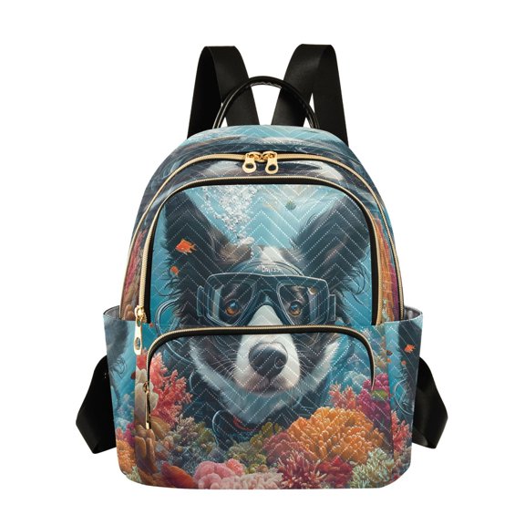 ALAZA Border Collie Dog Swim Womens Travel Laptop Backpack Large Daypack Ladies Shoulder Bags S