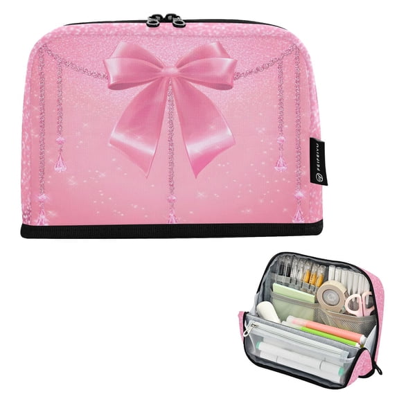 ALAZA Bow Glitter Pencil Case Pen Pouch Bag Large Capacity Organizer
