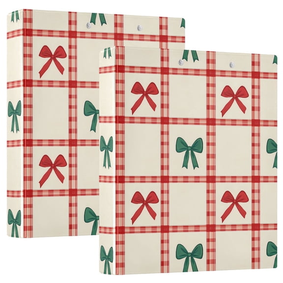 ALAZA Bow Texture Checkered Hardcover 3 Ring Binder 1.5" D-Rings with Interior Pockets Binders School 2 PCs