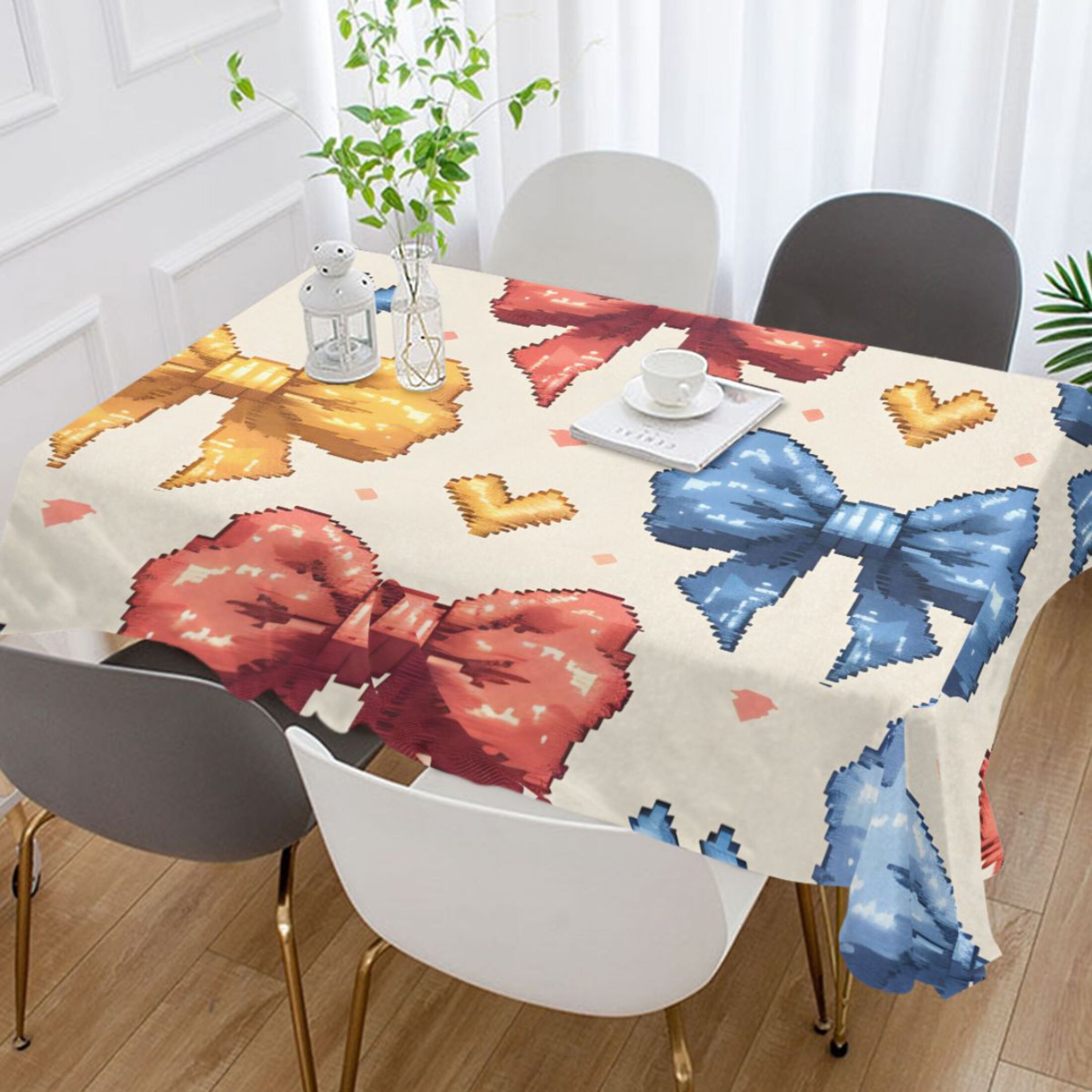 Tatuo 3-Pack Cat Theme Tablecloth | 54x108 Inch Pink Party Table Cover | For Birthday, Pet Theme Decorations