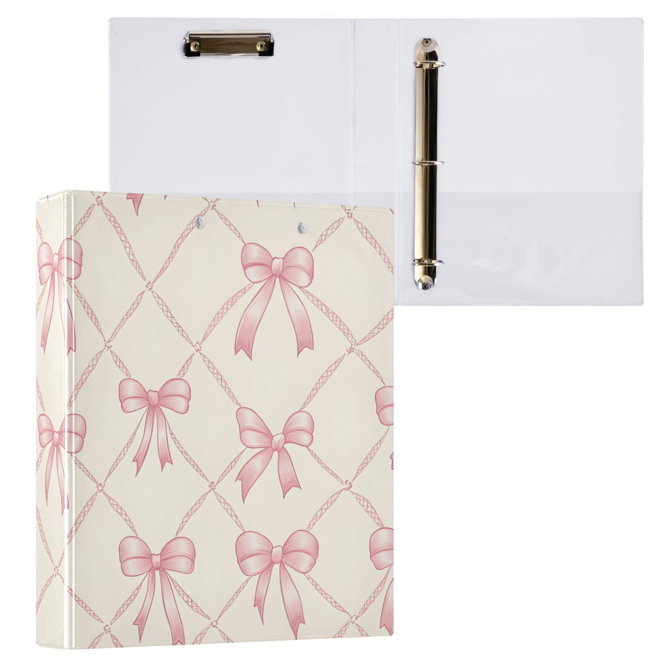 ALAZA Bows Checkered Hardcover 3 Ring Binder 1.5" Round Rings Interior Pockets Binders Organizer 1 Pack