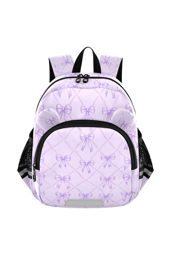Bows Checkered Purple Mini Backpack School Bookbag Age 3-7 Small