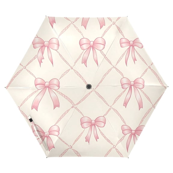 ALAZA Bows Checkered UPF 50+ Compact Folding Umbrella for Rain Travel Umbrella Packable
