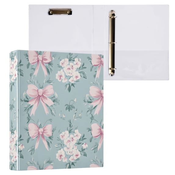 ALAZA Bows Floral Hardcover 3 Ring Binder 1.5" Round Rings Interior Pockets Binders Organizer 1 Pack