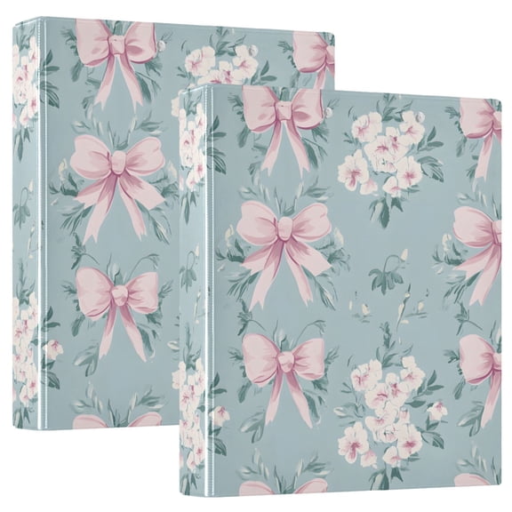ALAZA Bows Floral Hardcover 3 Ring Binder 1.5" Round Rings Interior Pockets Binders Organizer 2 Pack