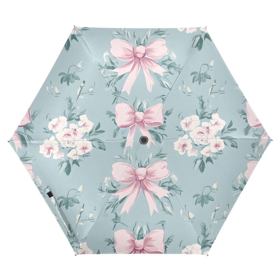 ALAZA Bows Floral UPF 50+ Compact Folding Umbrella for Rain Travel Umbrella Packable