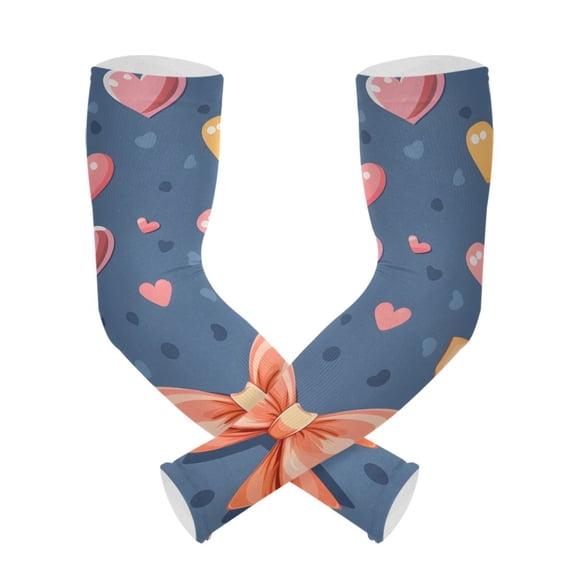 ALAZA Bows Hearts UV Sun Protection Arm Sleeves UPF 50+ Compression Cooling Sleeve 1 Pair