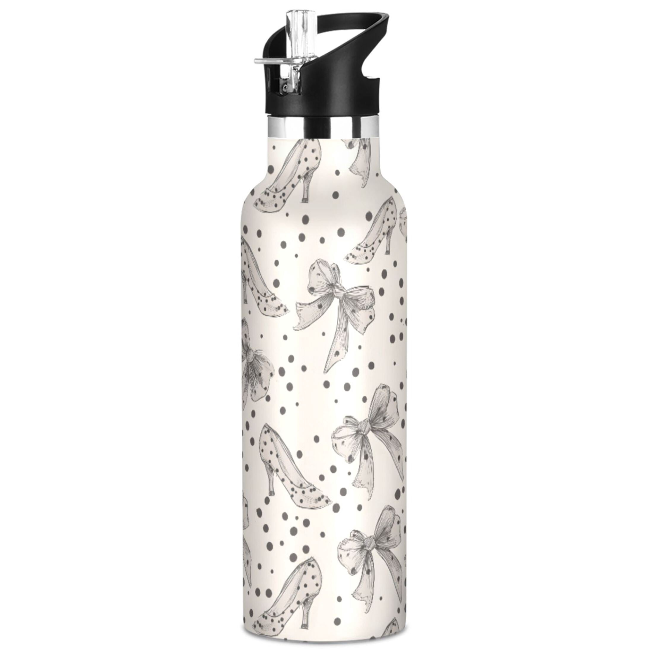 ALAZA Bows Polka Dots Pattern Stainless Steel Water Bottle Vacuum ...