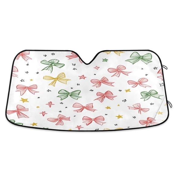 ALAZA Bows Stars Windshield Sun Shade Car Foldable Sun Visor Block UV Rays Protector 55"x27.6"