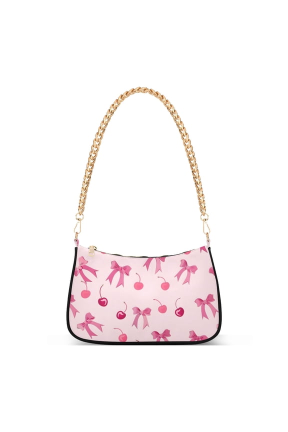 Bows and Cherry Women's Chain Shoulder Bag Hobo Handbag Tote Crossbody Purse