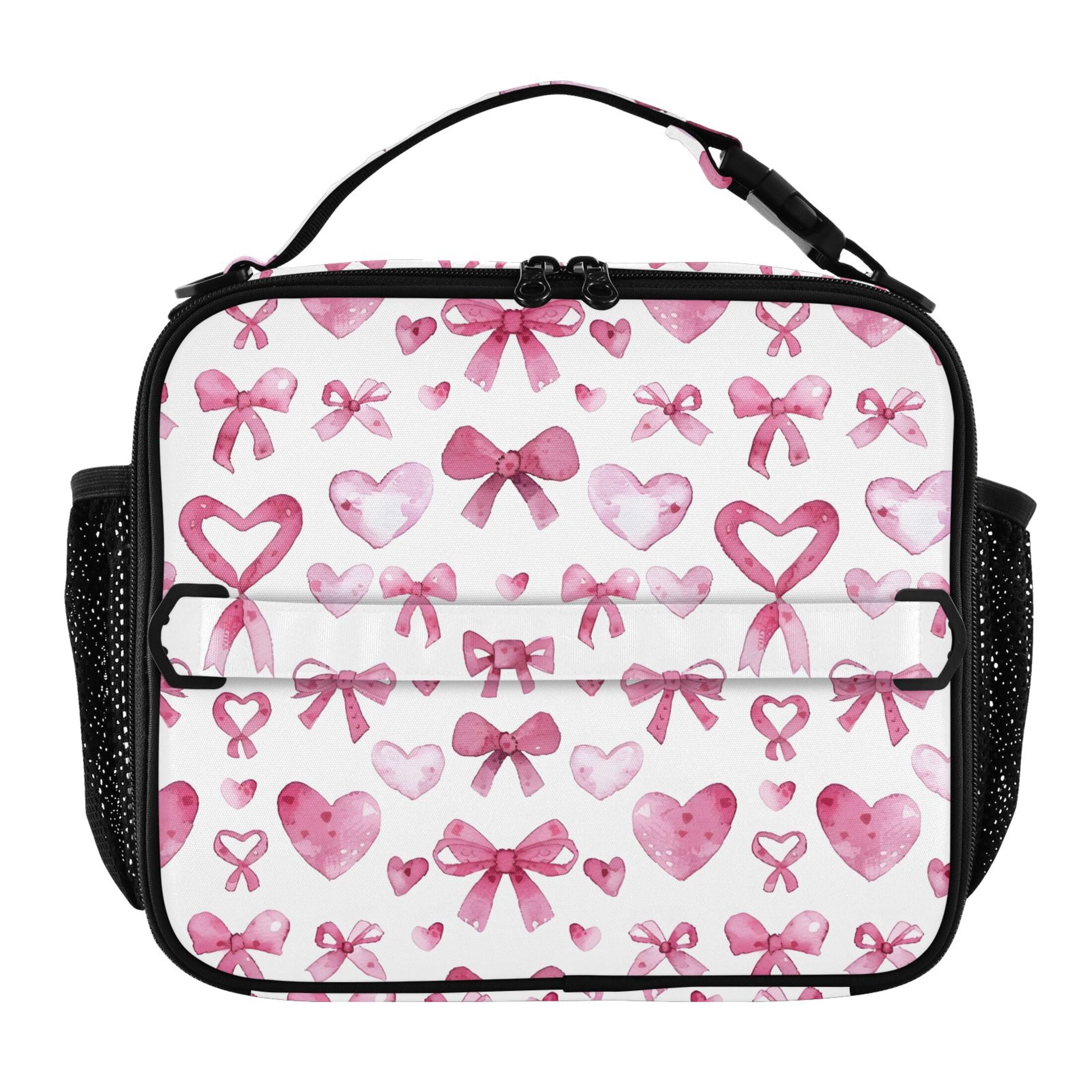 ALAZA Bows and Hearts Lunch Box Insulated Lunch Bag Cooler Tote with Shoulder Strap