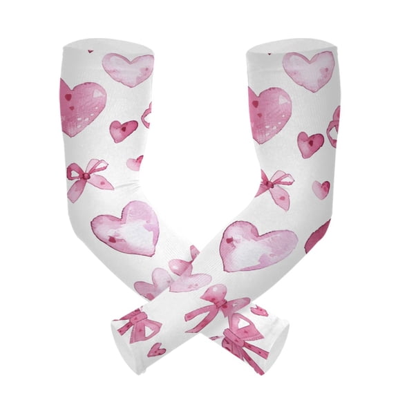 ALAZA Bows and Hearts UV Sun Protection Arm Sleeves UPF 50+ Compression Cooling Sleeve 1 Pair