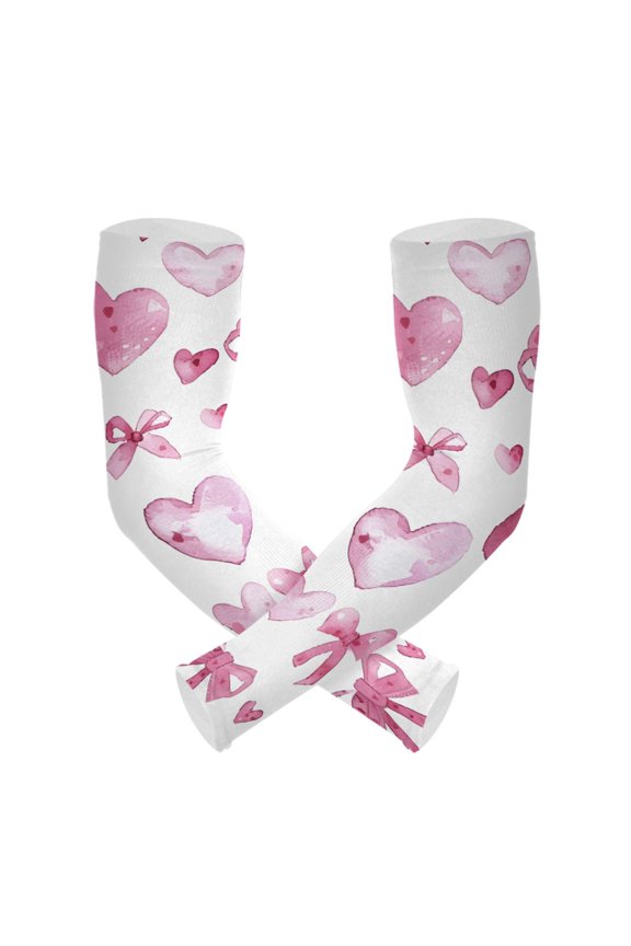 Bows and Hearts UV Sun Protection Arm Sleeves UPF 50+ Compression Cooling Sleeve 1 Pair