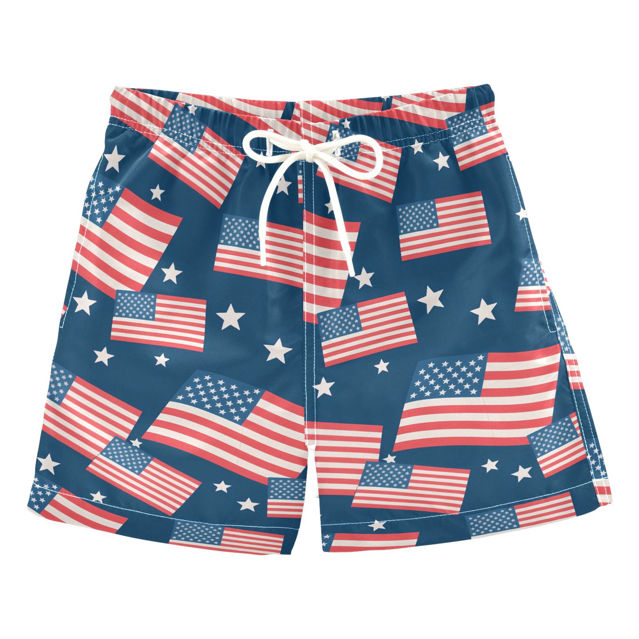 Boys American Flag Swim Trunks