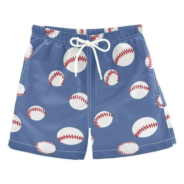 ALAZA Boys Swim Trunks Baseball Pattern Beach Board Shorts Drawstring Swimsuit 5T