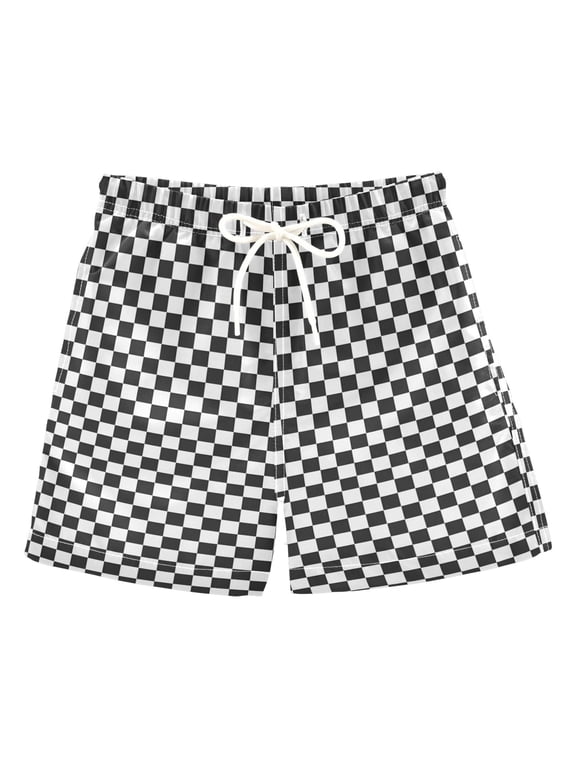 Boys Swim Trunks Buffalo Checkered Beach Board Shorts Drawstring Swimsuit 2T