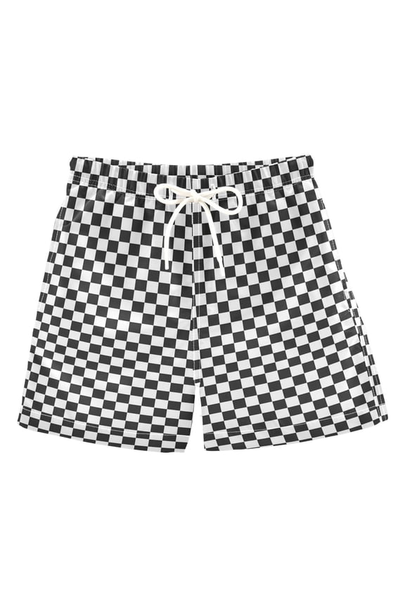 Boys Swim Trunks Buffalo Checkered Beach Board Shorts Drawstring Swimsuit S