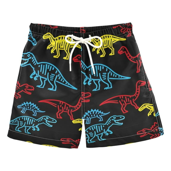 ALAZA Boys Swim Trunks Dinosaur-a1 Beach Board Shorts Drawstring Swimsuit S