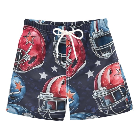 ALAZA Boys Swim Trunks Football Helmet Beach Board Shorts Drawstring Swimsuit L