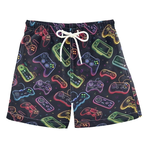 ALAZA Boys Swim Trunks Game Controller Beach Board Shorts Swimsuit Toddler Kid Teen M