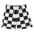 thumbnail image 1 of ALAZA Boys Swim Trunks White and Black Checkered Grid Art Pattern Beach Board Shorts Drawstring Swimsuit M, 1 of 6