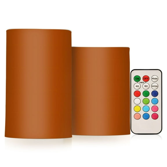 ALAZA Brown 2 PCs LED Flickering Flameless Candles with Remote Timer Battery Operated Candle