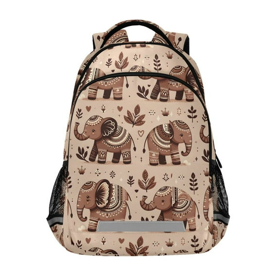 ALAZA Brown Boho Elephants Backpack Elementary School Bag Bookbag Travel Rucksack