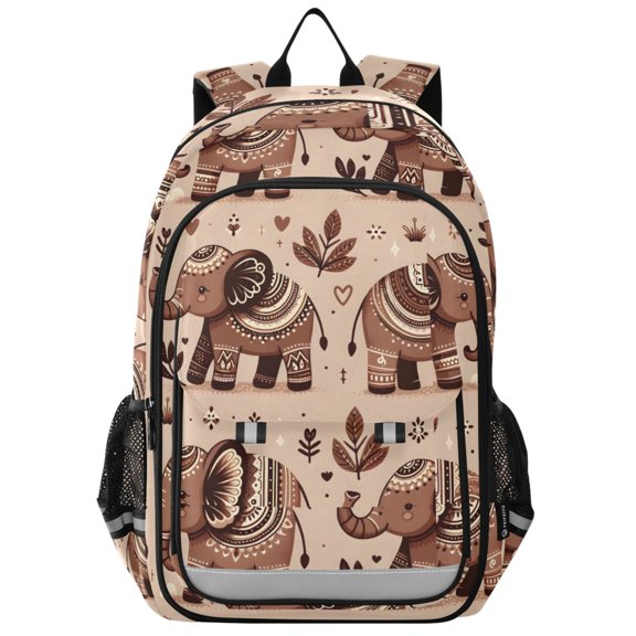 ALAZA Brown Boho Elephants Laptop Backpack Purse Travel Bag Casual School Bookbag Rucksack for Women Men