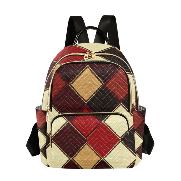 ALAZA Brown Checkered Plaid Pattern Womens Travel Laptop Backpack Large Daypack Ladies Shoulder Bags M