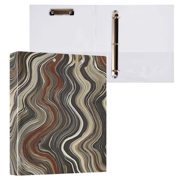 ALAZA Brown Marble Hardcover 3 Ring Binder 1.5" Round Rings Interior Pockets Binders Organizer 1 Pack