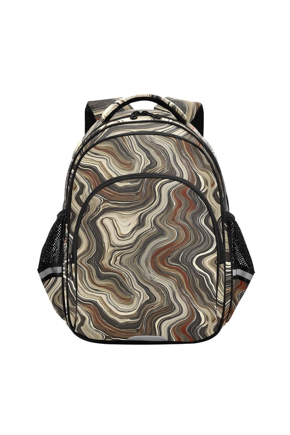 Brown Marble School Backpack Elementary Bag Bookbag Travel Rucksack