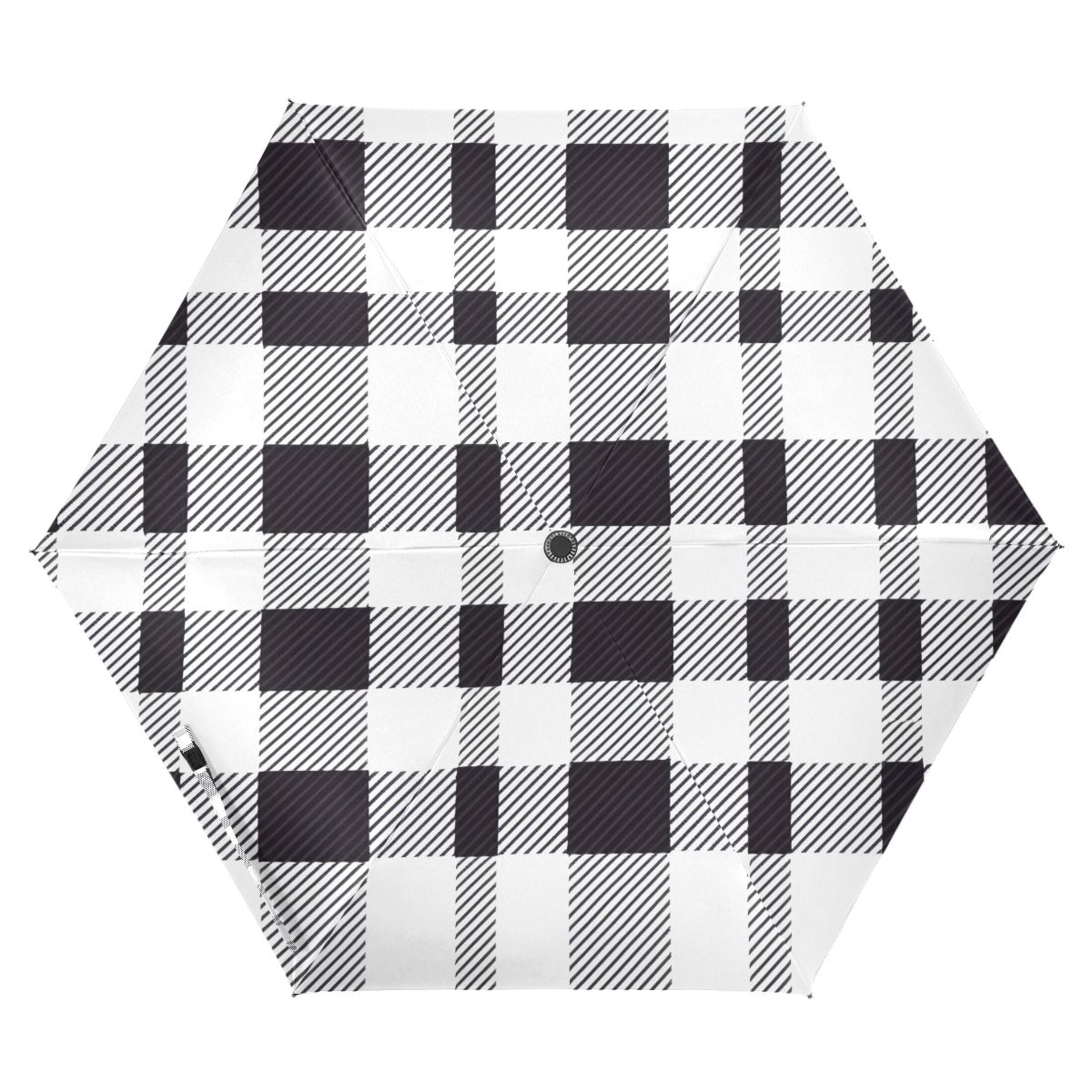 ALAZA Buffalo Checkered Grid UPF 50+ Compact Folding Umbrella for Rain Travel Umbrella Packable