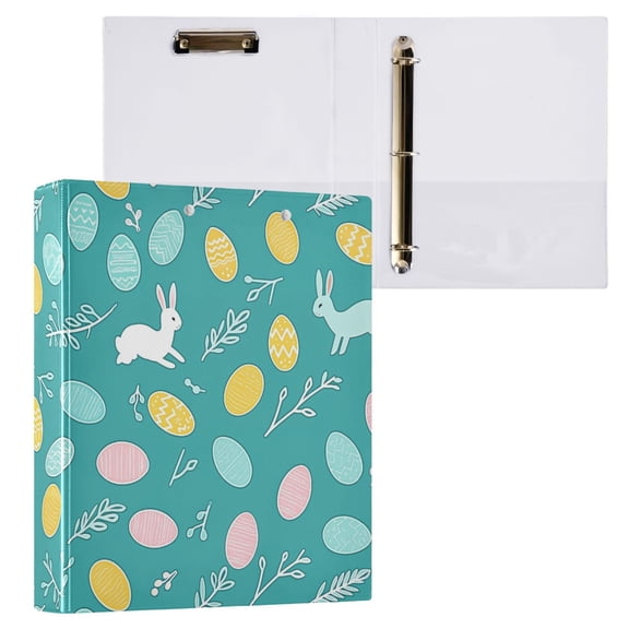 ALAZA Bunny Easter Eggs-t1 Hardcover 3 Ring Binder 1.5" Round Rings Interior Pockets Binders Organizer 1 Pack