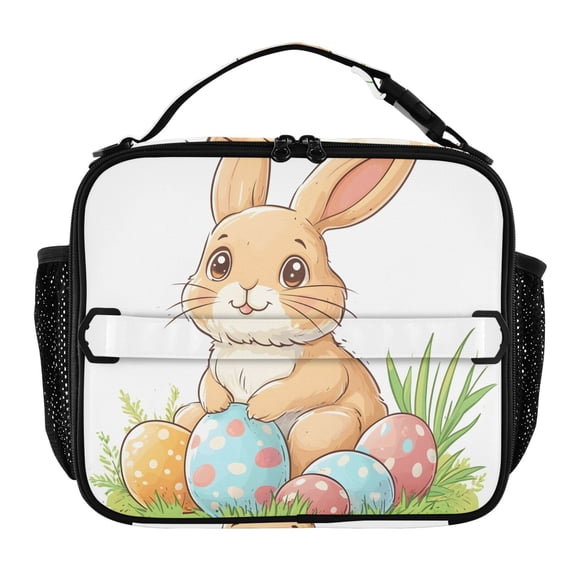 ALAZA Bunny Easter Rabbit Lunch Box Insulated Lunch Bag Cooler Tote with Shoulder Strap