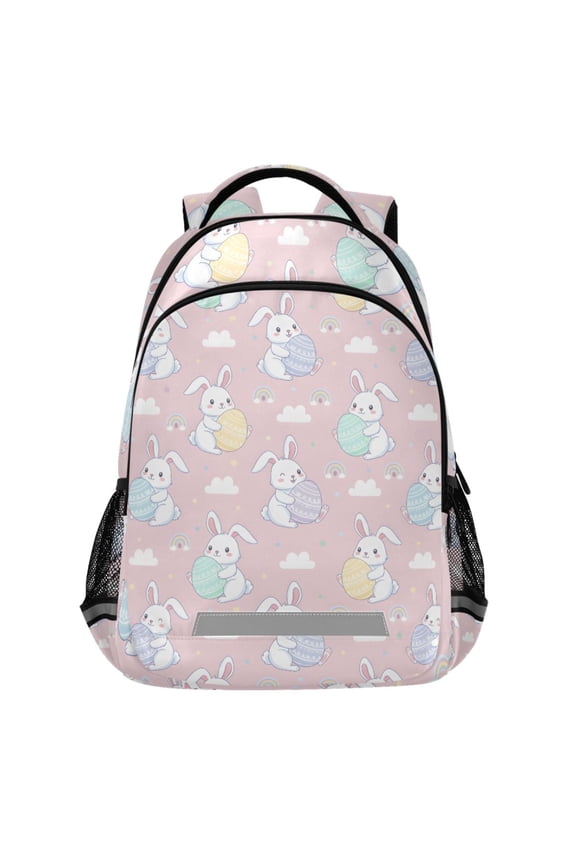 Bunny Eggs Rabbit Pattern Backpack Elementary School Bags Student Bookbag Travel Rucksack