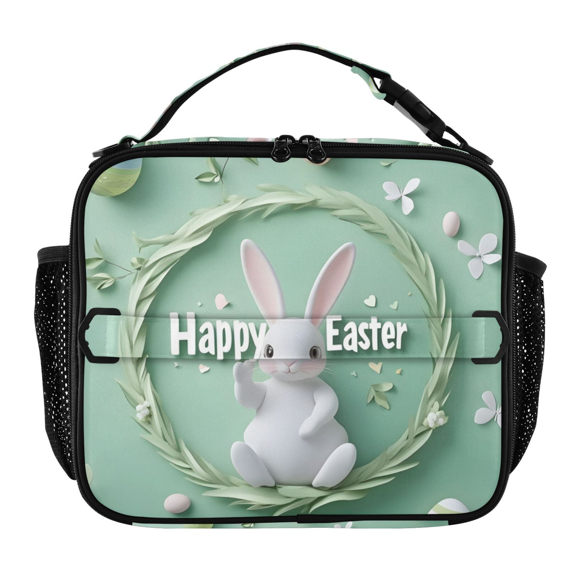 ALAZA Bunny on Easter Lunch Box Insulated Lunch Bag Cooler Tote with Shoulder Strap