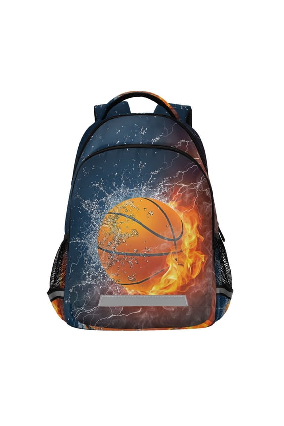 Burning Basketball Backpack Elementary School Bag Bookbag Travel Rucksack