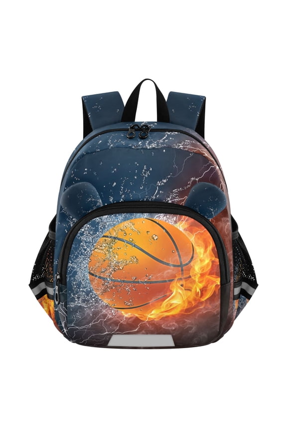 Burning Basketball Mini Backpack School Bookbag Age 3-7 Small