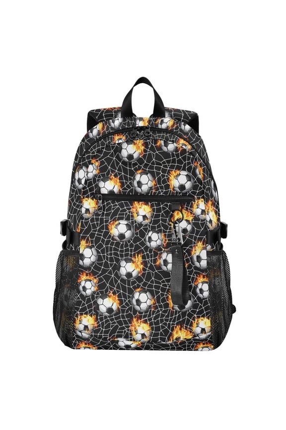 Burning Basketballs Pattern School Backpack Travel Laptop Bag College Bookbag Casual Daypack for Women Men