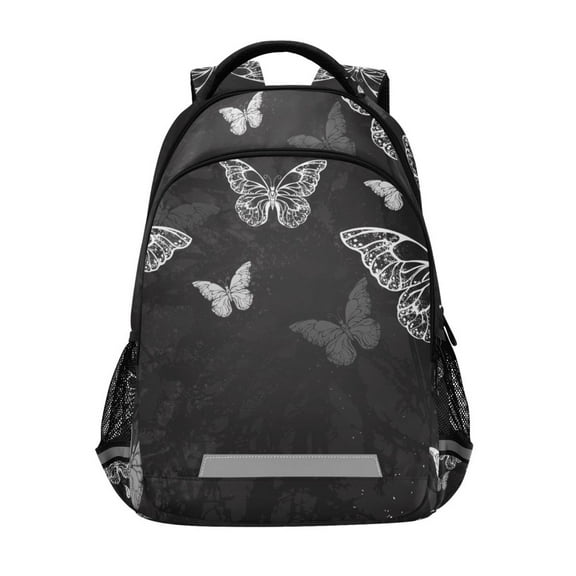 ALAZA Butterflies on Black Backpack Elementary School Bag Bookbag Travel Rucksack