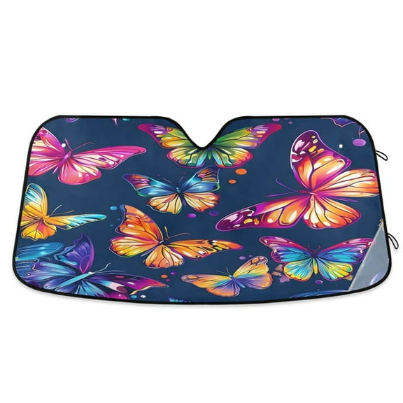 ALAZA Butterflies on Blue Windshield Sun Shade Car Foldable Sun Visor Block UV Rays Protector 55"x27.6"