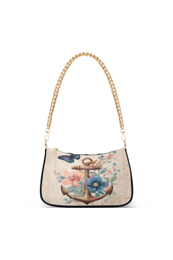 Butterfly Anchors Flower Women's Chain Shoulder Bag Hobo Handbag Tote Crossbody Purse