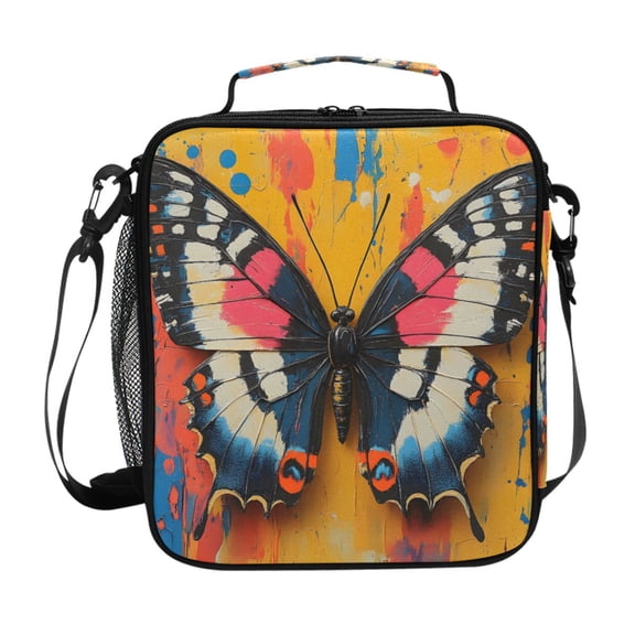 ALAZA Butterfly Art Paint Lunch Box Insulated Lunch Bag Reusable Thermal Cooler Tote School Picnic