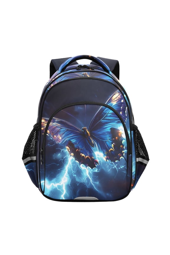 Butterfly Blue Lightning School Backpack Elementary Bag Bookbag Travel Rucksack