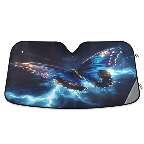 ALAZA Butterfly Blue Lightning Pattern Windshield Sun Shade Car Foldable Visor Block UV Rays Protector 53"x23.5"