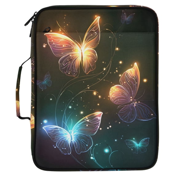 ALAZA Butterfly Glitter-t1 Pattern Expanding Accordion File Folder 3 Ring Zipper Organizer Portable Document Binder Bag