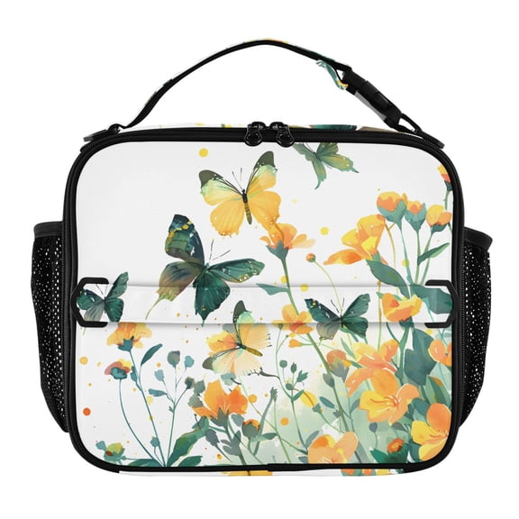 ALAZA Butterfly Lily Flower Lunch Box Insulated Lunch Bag Cooler Tote with Shoulder Strap