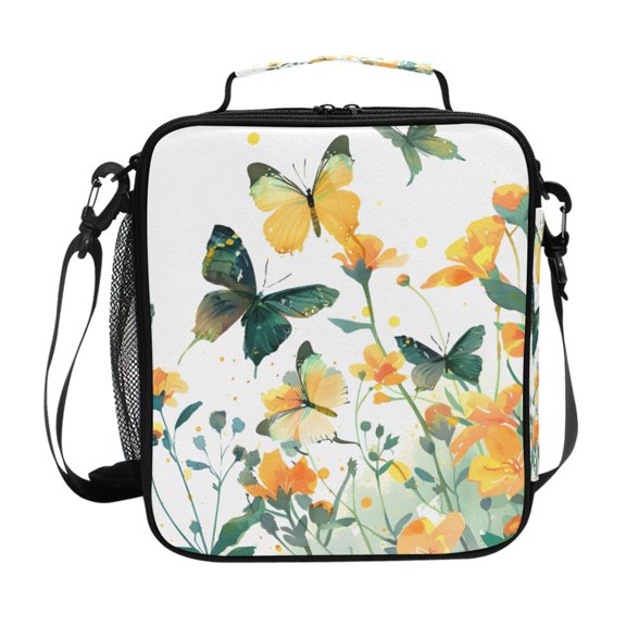 ALAZA Butterfly Lily Flower Lunch Box Insulated Lunch Bag Reusable Thermal Cooler Tote School Picnic