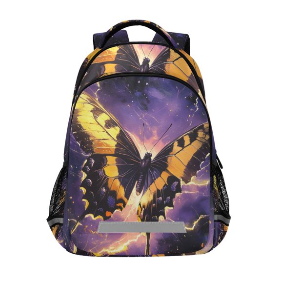 ALAZA Butterfly Purple Lightning Backpack Elementary School Bag Bookbag Travel Rucksack
